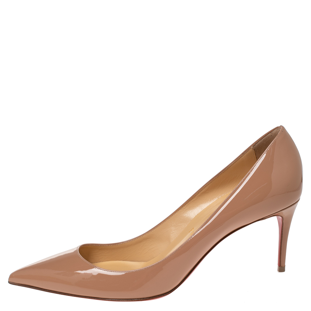 

Christian Louboutin Beige Patent Leather Kate 70 Pumps Size