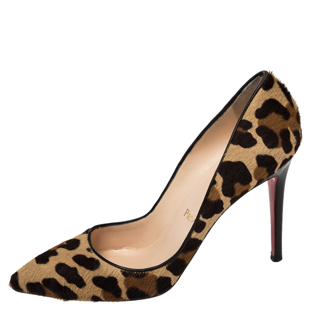 

Christian Louboutin Brown Leopard Print Calfhair Pigalle Pumps Size, Beige