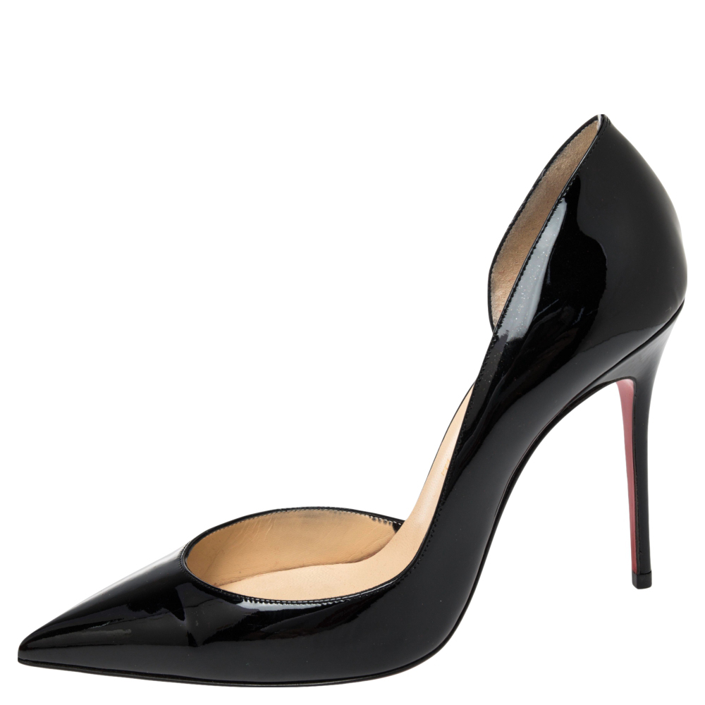 

Christian Louboutin Black Patent Leather Iriza D'orsay Pointed Toe Pumps Size