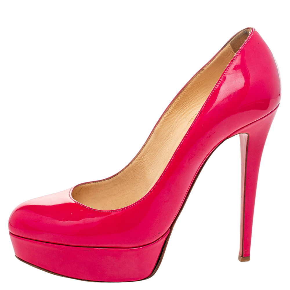 

Christian Louboutin Pink Leather Bianca Platform Pumps Size