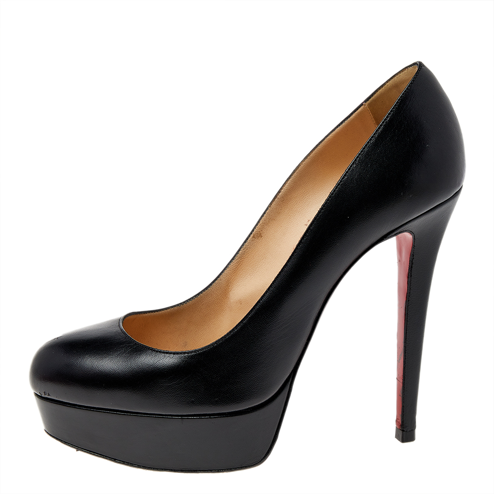 

Christian Louboutin Black Leather Bianca Platform Pumps Size