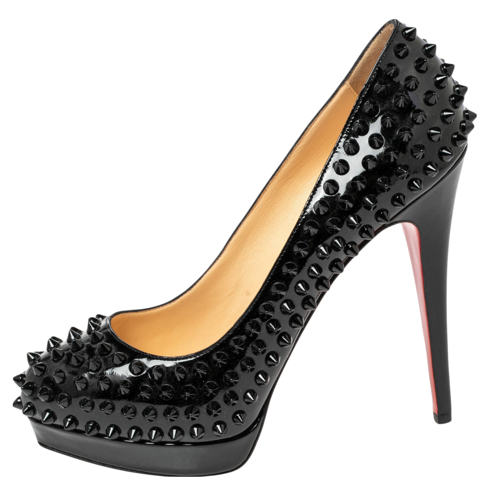 

Christian Louboutin Black Patent Leather Alti Spikes Pumps Size