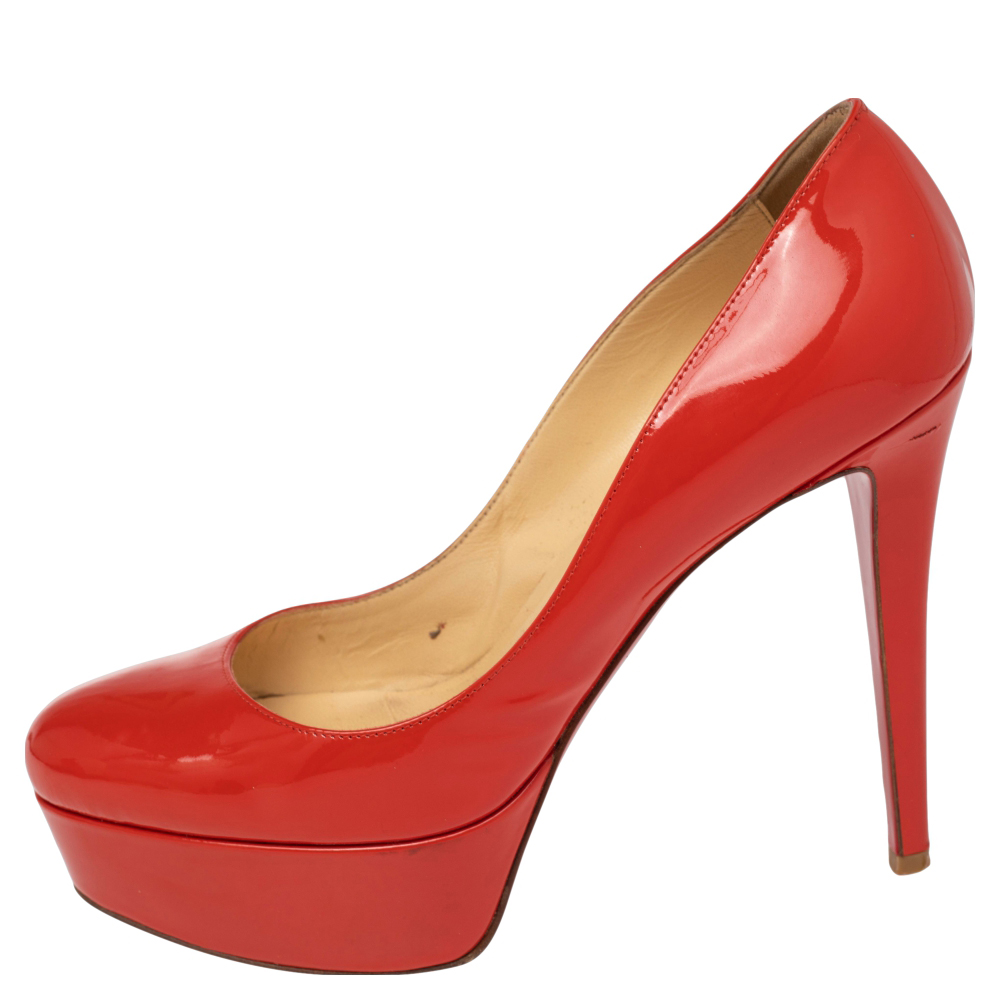 

Christian Louboutin Red Patent Leather Bianca Platform Pumps Size