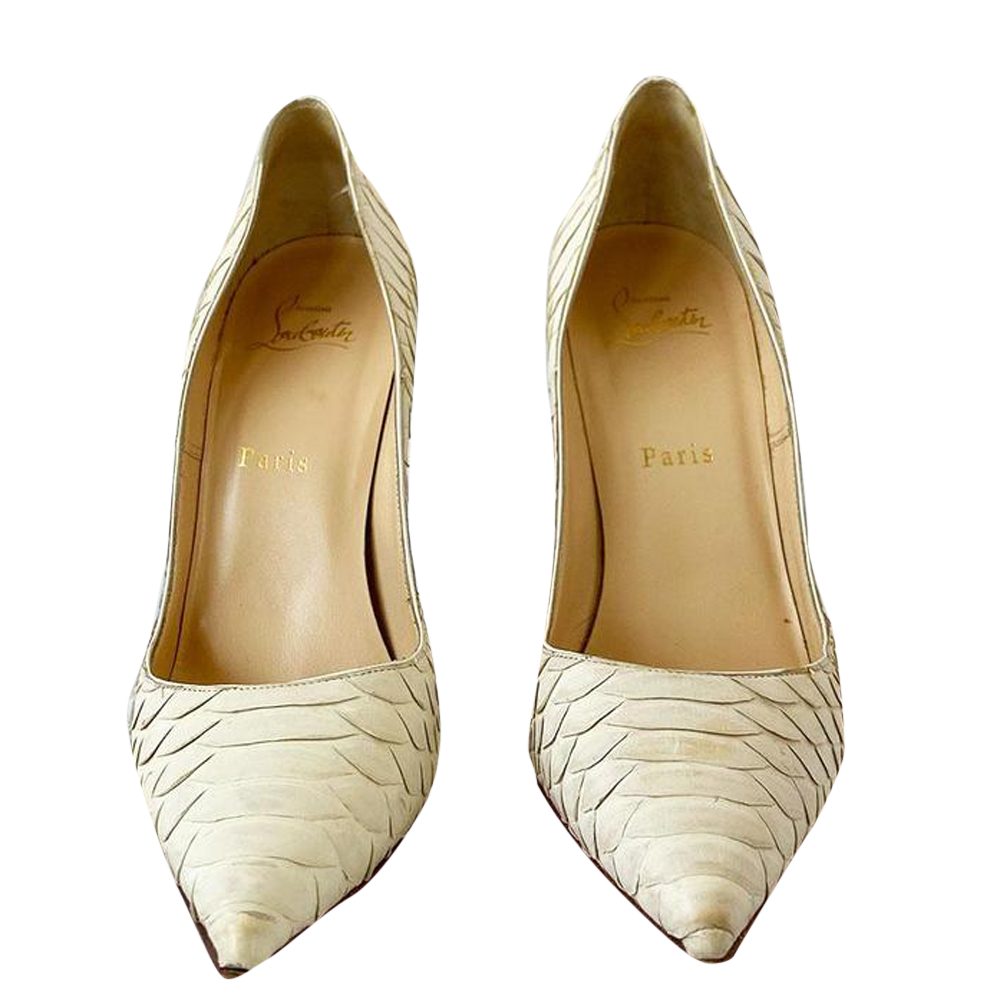 

Christian Louboutin White Python So Kate Pointed toe Pumps Size