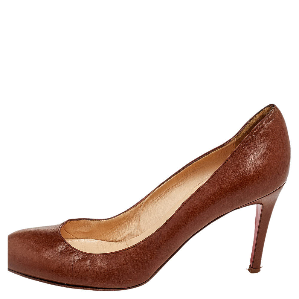 

Christian Louboutin Brown Leather Simple Pumps Size