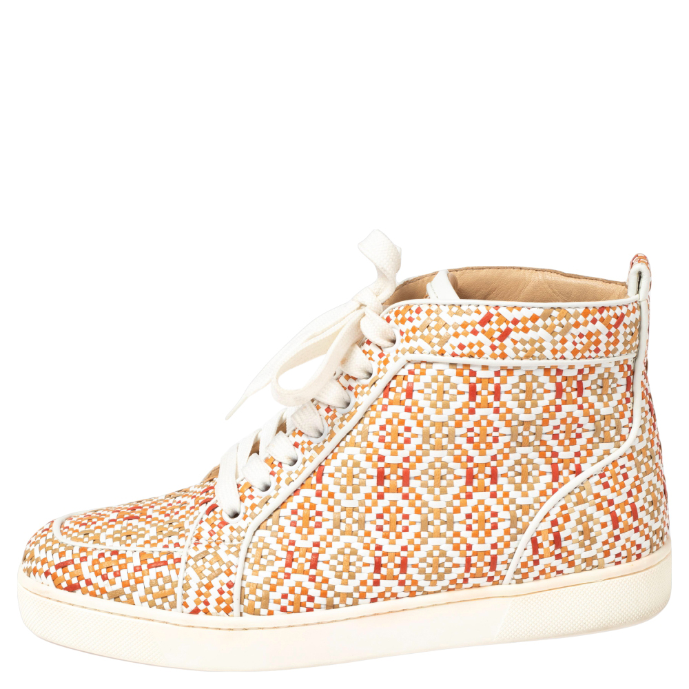 

Christian Louboutin Multicolor Woven Leather Rantus Orlato High Top Sneakers Size