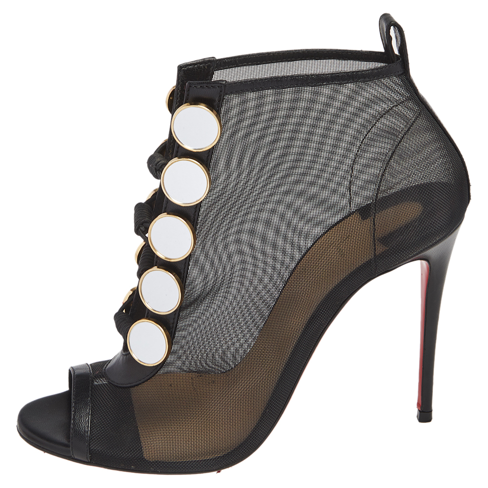 

Christian Louboutin Black Mesh And Leather Marita Booties Size