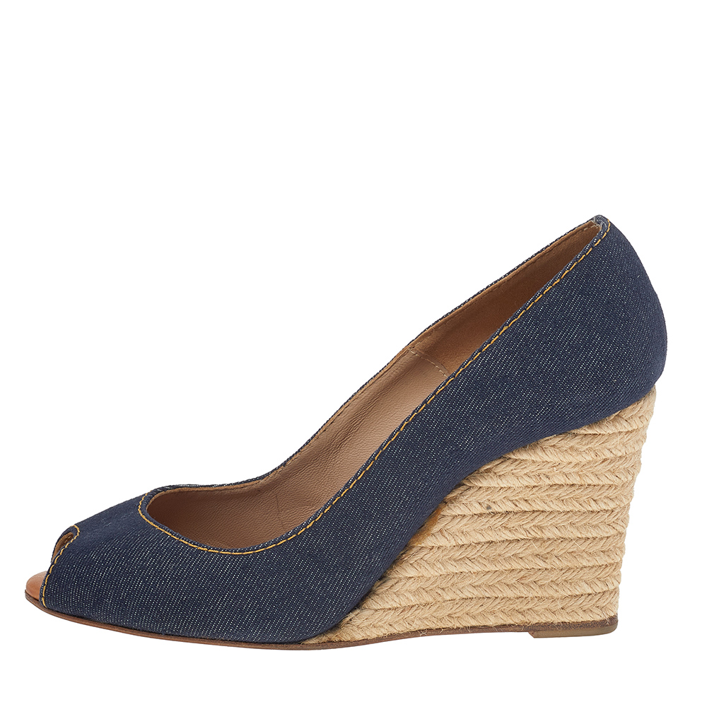 

Christian Louboutin Blue Denim Pepi Espadrille Wedge Pumps Size