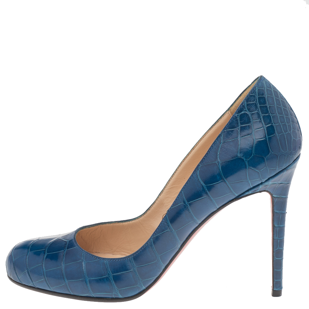 

Christian Louboutin Blue Alligator Leather Simple Pumps Size