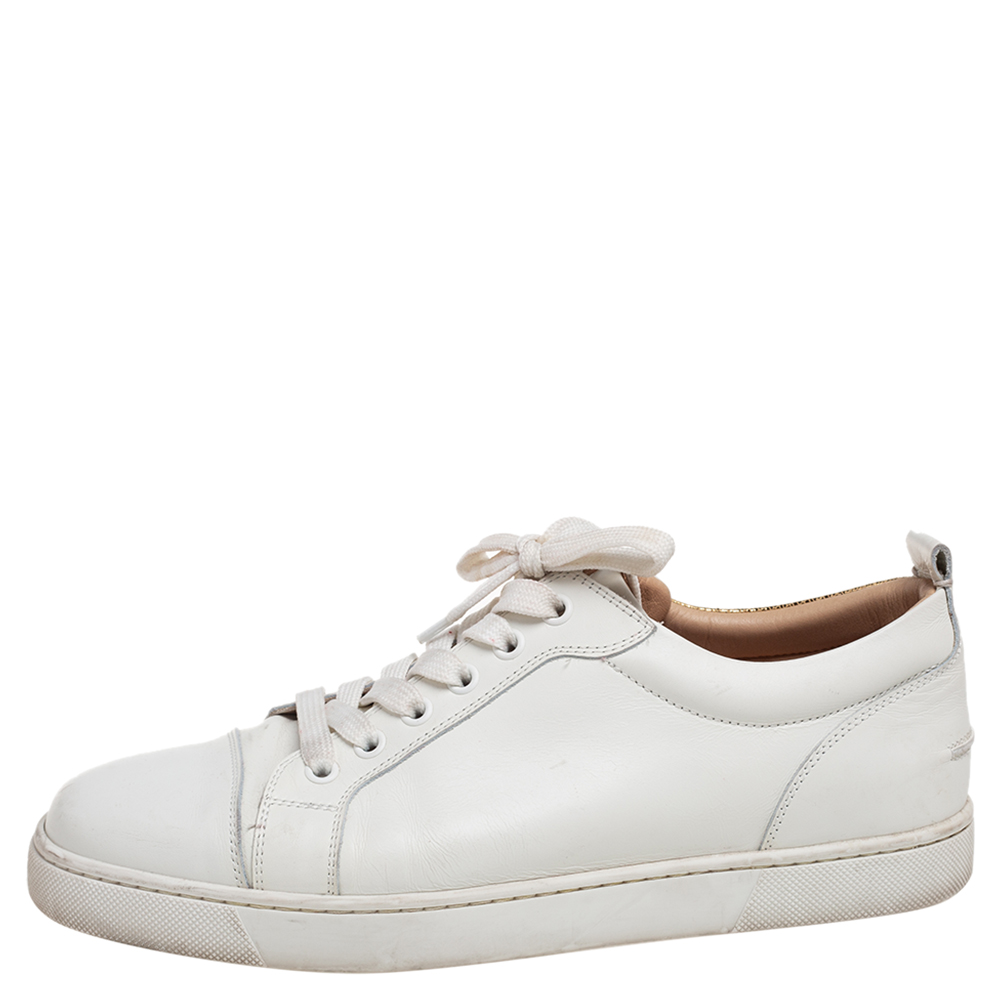 

Christian Louboutin Gold/White Leather Louis Junior Low Top Sneakers Size