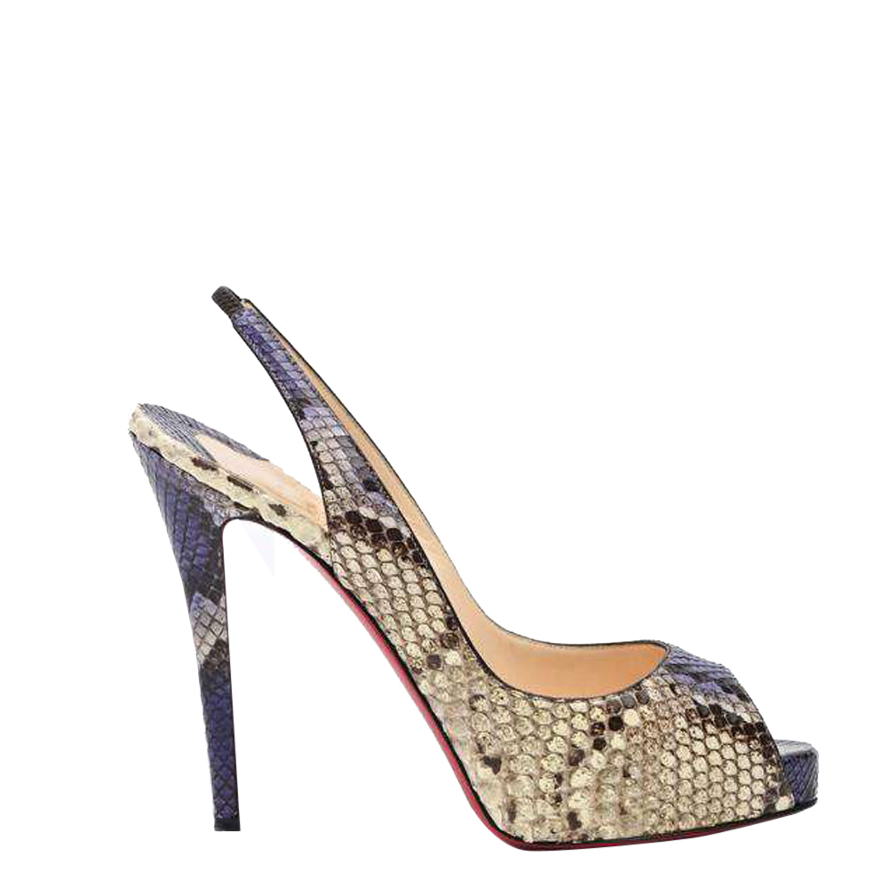 Justerbar weekend rigtig meget Pre-owned Christian Louboutin Snakeskin Leather Slingback Sandals Size Eu  40 In Multicolor | ModeSens