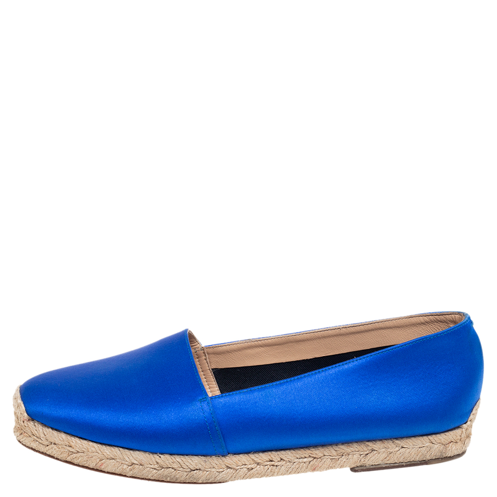 

Christian Louboutin Blue Satin Espachica Espadrilles Flats Size