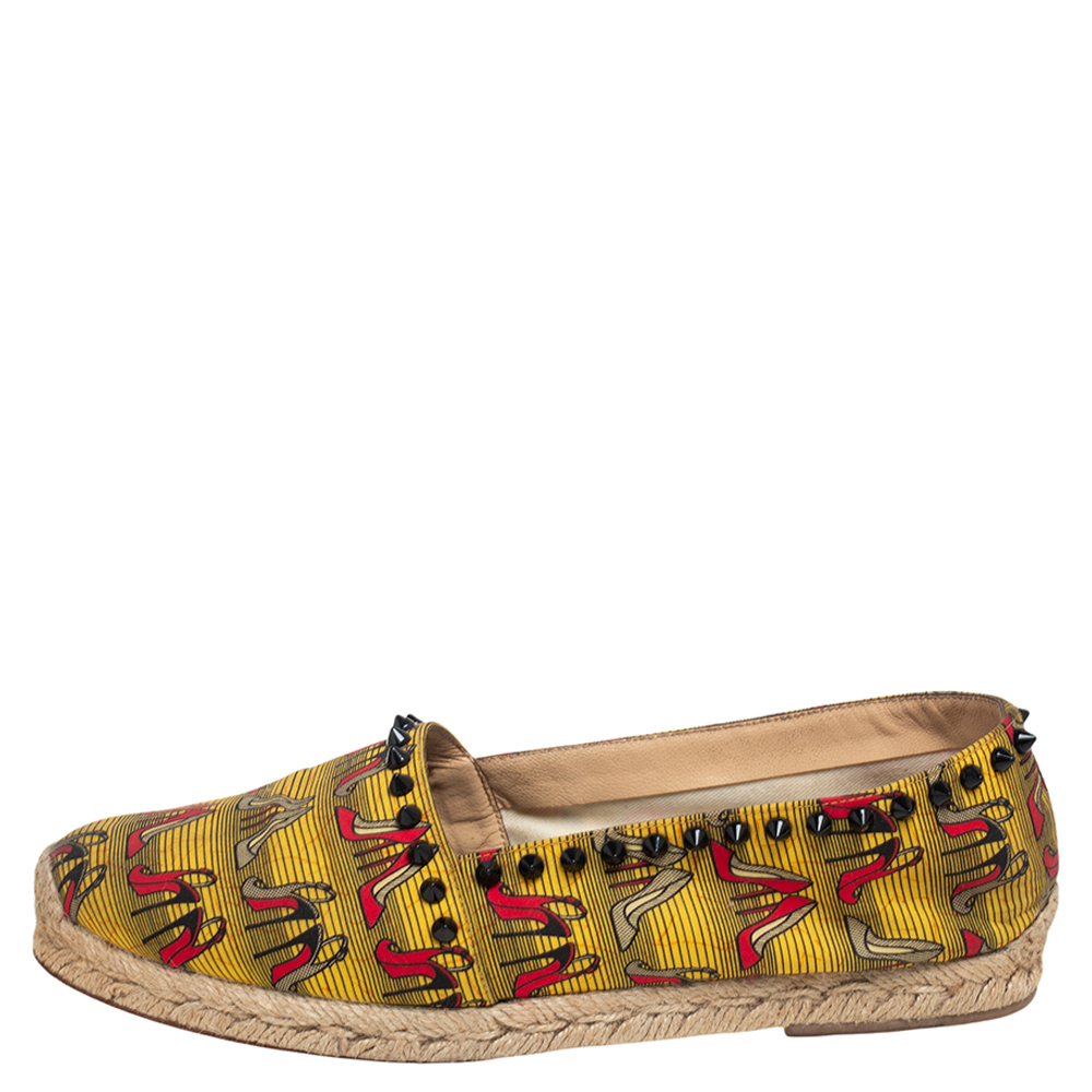 

Christian Louboutin Multicolor Canvas Ares Spiked Espadrilles Flats Size