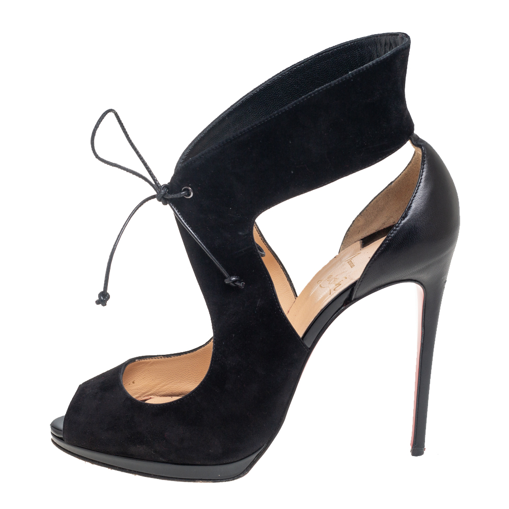 

Christian Louboutin Black Suede And Leather Campanina Sandals Size