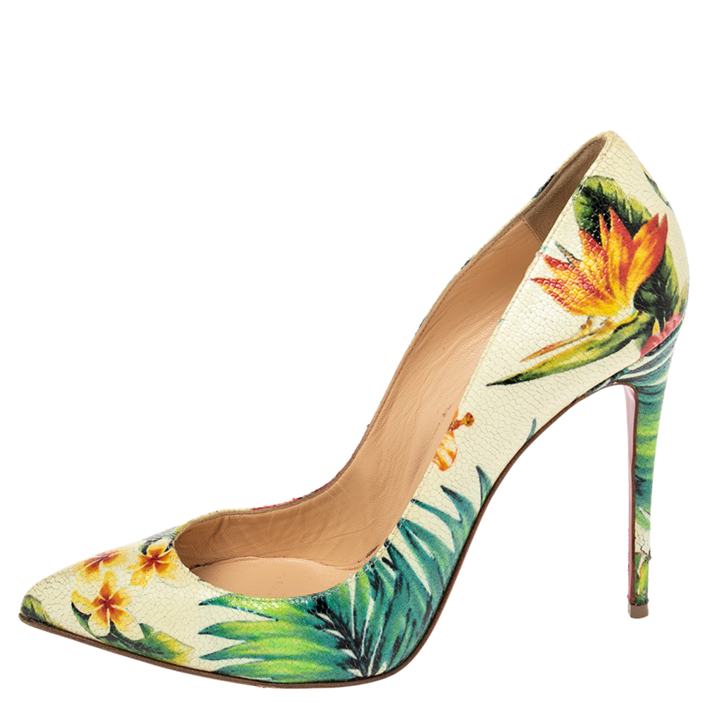 

Christian Louboutin Multicolor Hawaii Floral Print Leather Pigalle Follies Pumps Size