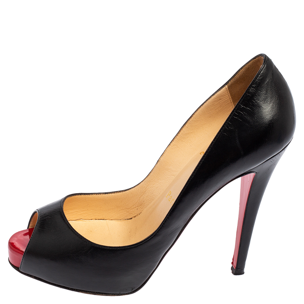 

Christian Louboutin Black Leather New Prive Platform Pumps Size