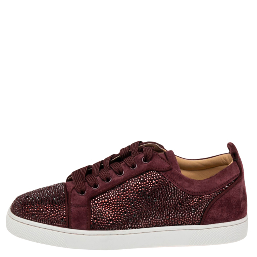 

Christian Louboutin Burgundy Suede Orlato Strass Low Top Sneakers Size