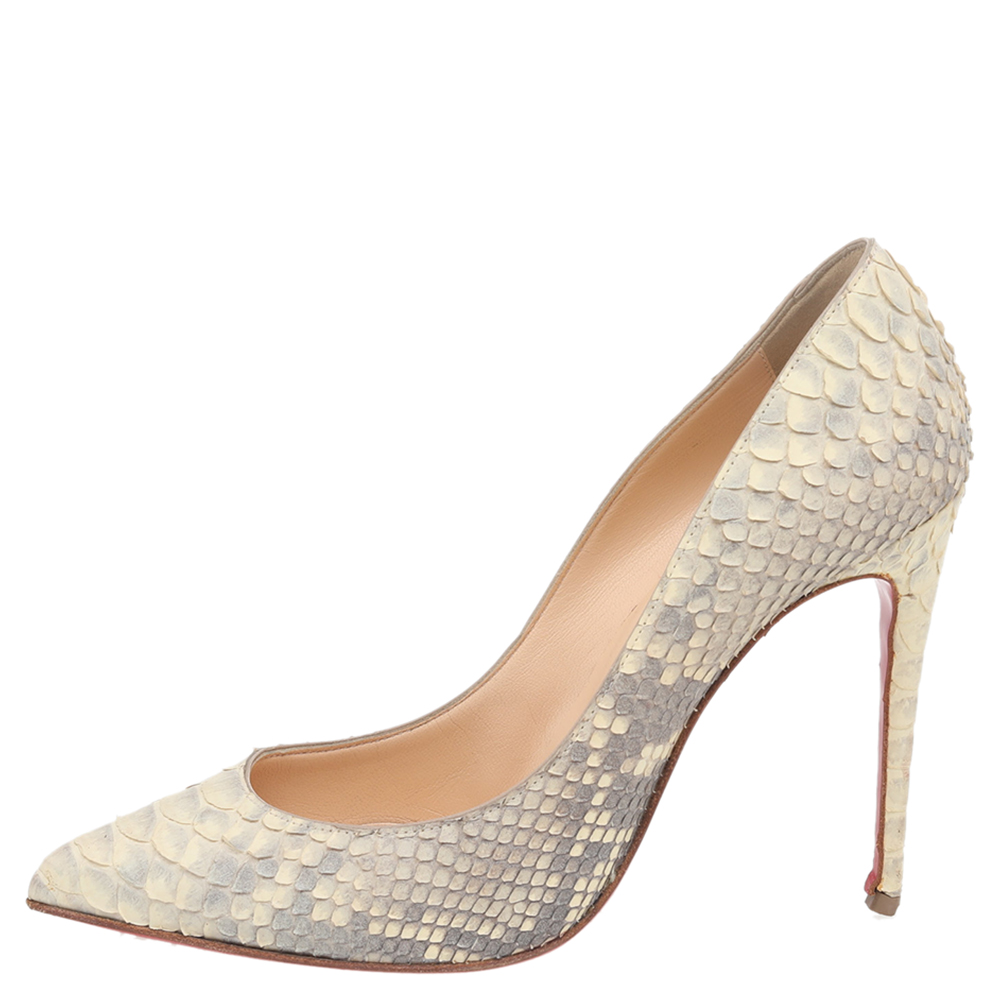 

Christian Louboutin Two-Tone Python Pigalle Pointed Toe Pumps Size, Beige