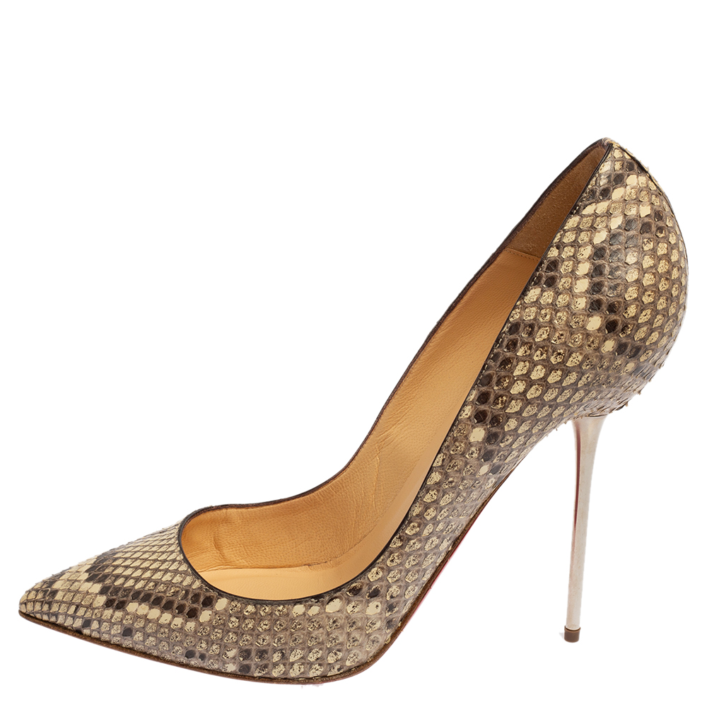 

Christian Louboutin Beige Python Lipsinka Pointed Toe Pumps Size