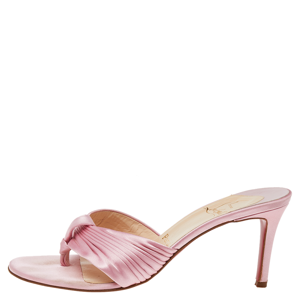 

Christian Louboutin Pink Satin Slide Sandals Size