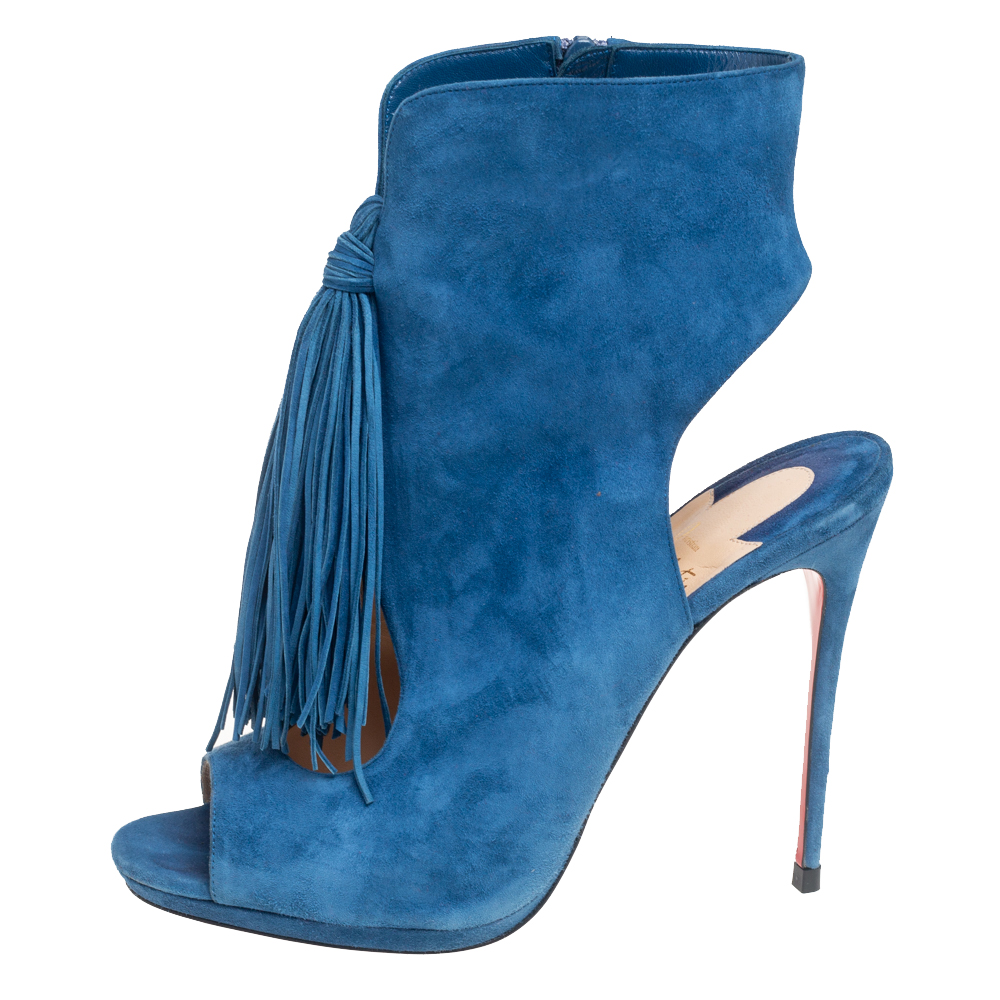 

Christian Louboutin Blue Suede Otoka Ankle Boots Size
