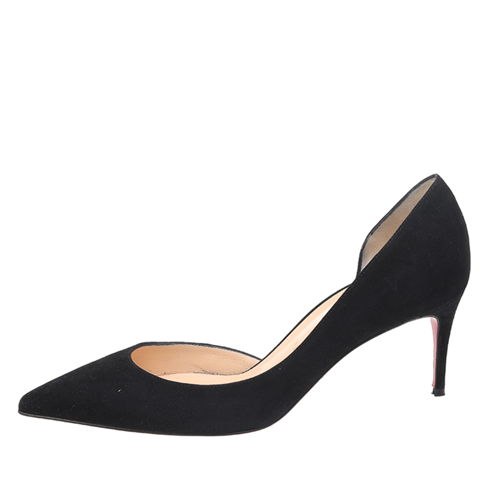 

Christian Louboutin Black Velvet Iriza Pointed Toe D'orsay Pumps Size