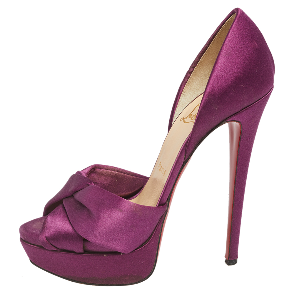 

Christian Louboutin Burgundy Satin Volpi D'orsay Pumps Size