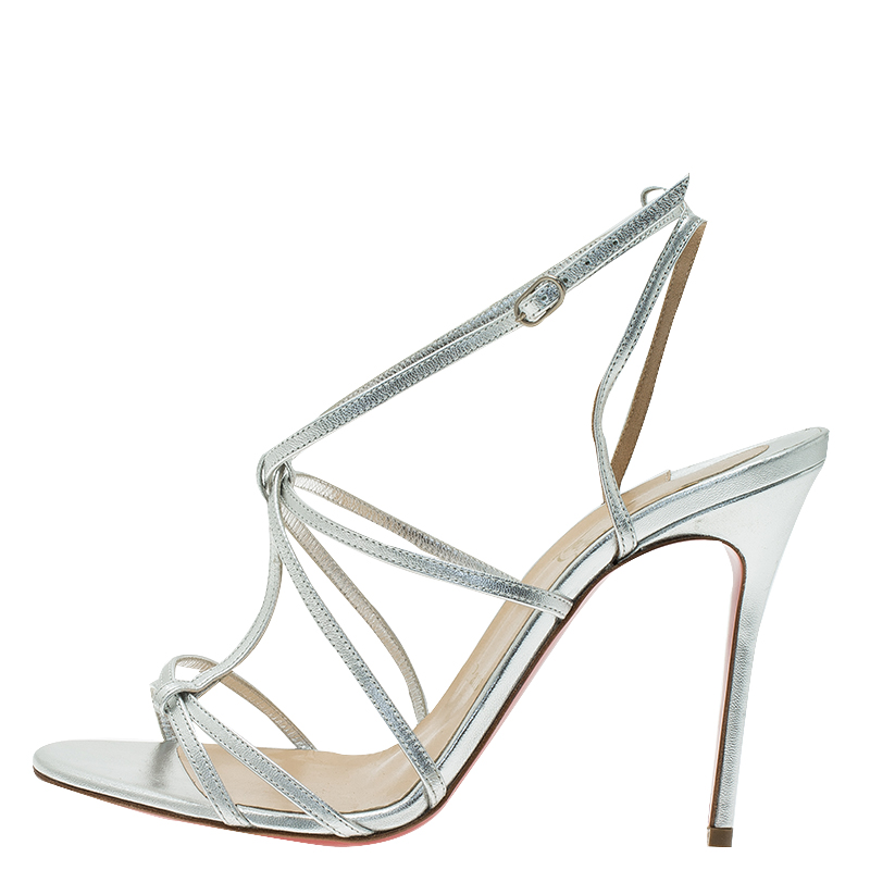 

Christian Louboutin Metallic Silver Audrey Strappy Sandals Size