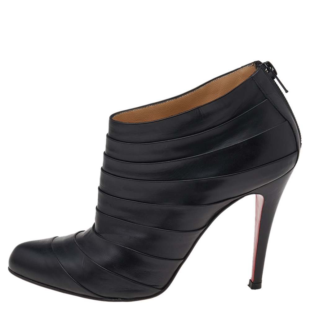 

Christian Louboutin Black Leather Orniron Ankle Boots Size