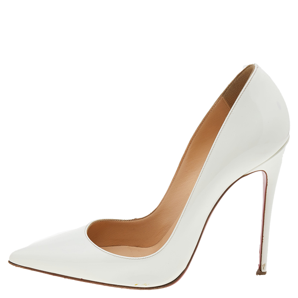 

Christian Louboutin White Patent Leather So Kate Pumps Size