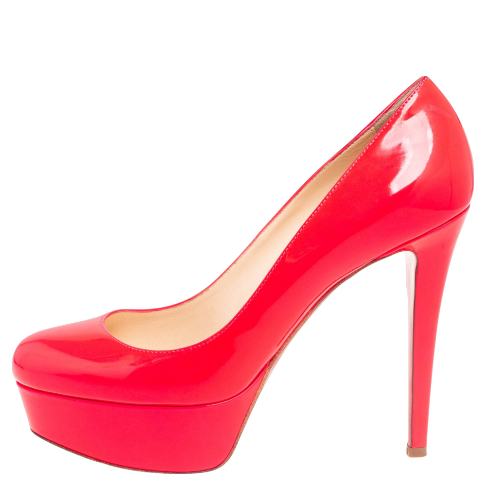 

Christian Louboutin Neon Pink Patent Leather Bianca Platform Pumps Size