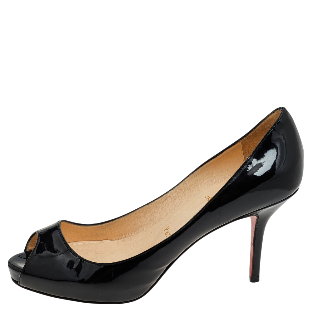 

Christian Louboutin Black Patent Leather New Very Prive Platform Pumps Size