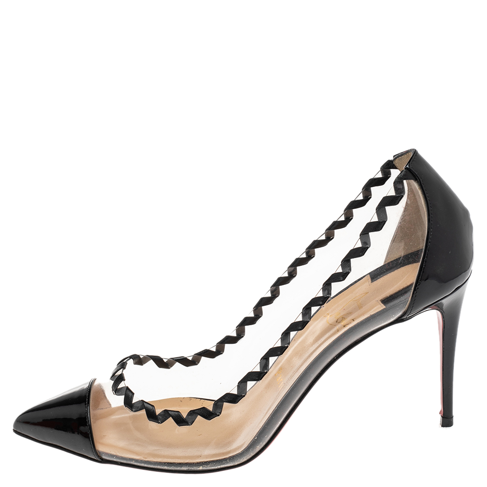 

Christian Louboutin Black PVC and Patent Leather Lizabeth Pumps Size