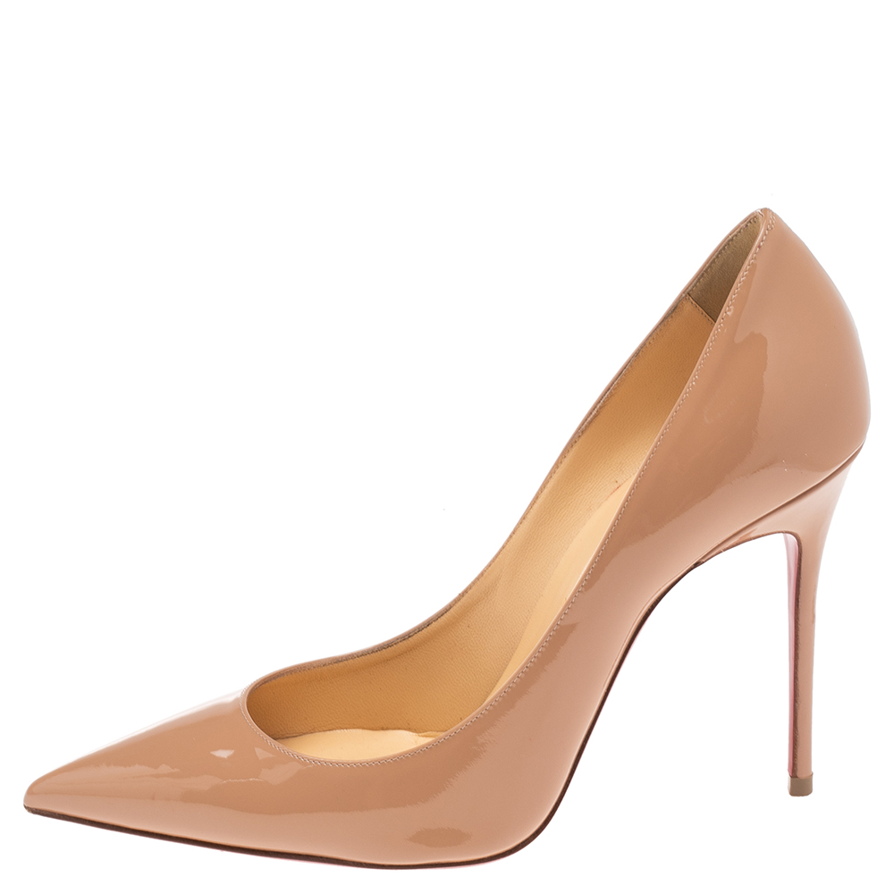 

Christian Louboutin Beige Patent Leather Decollete Pumps Size