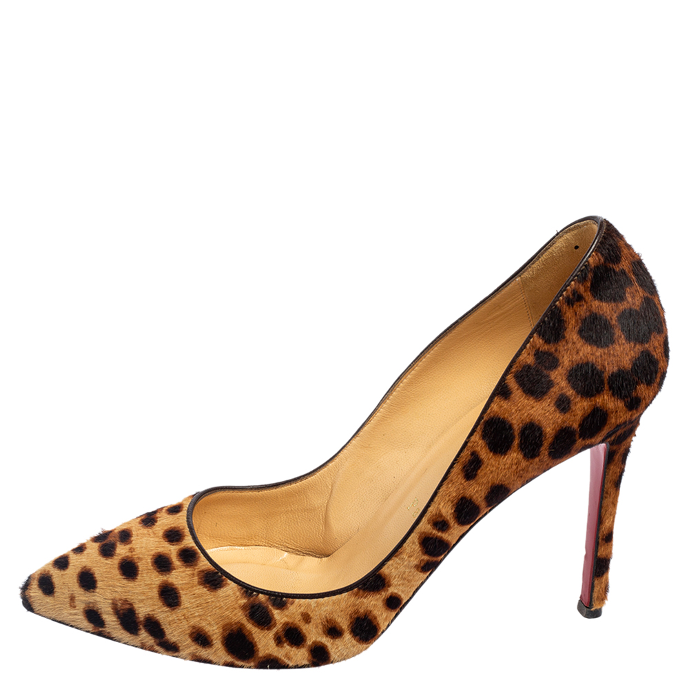 

Christian Louboutin Beige/Brown Leopard Print Calf Hair and Leather Trim So Kate Pointed Toe Pumps Size