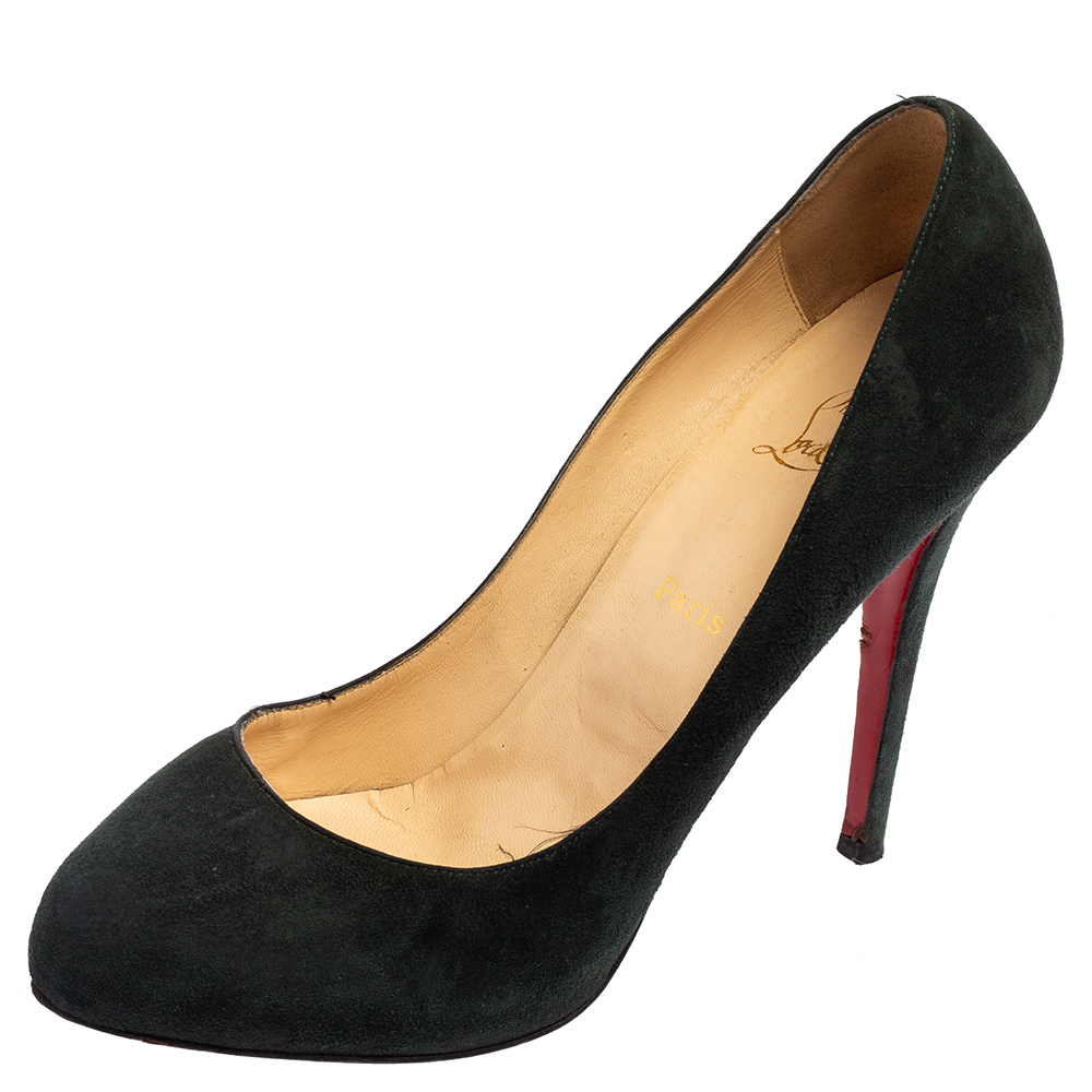

Christian Louboutin Black Suede Round-Toe Pumps Size
