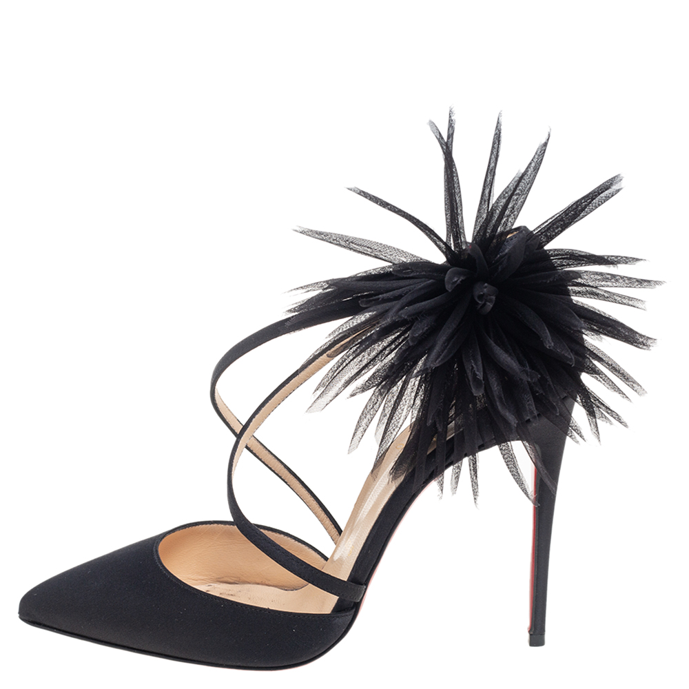 

Christian Louboutin Black Satin Gela Davis Pointed-Toe Pumps Size