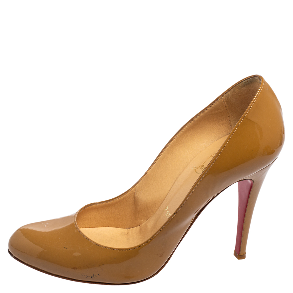 

Christian Louboutin Brown Patent Leather Decollete Pumps Size