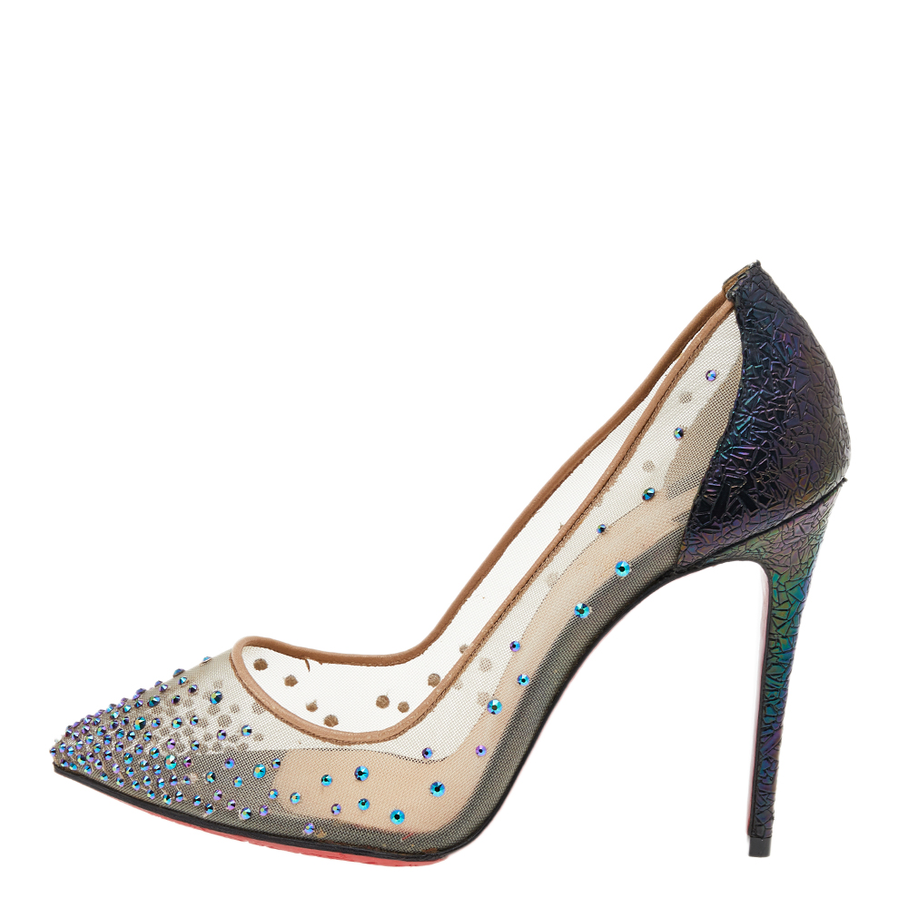 

Christian Louboutin Beige Mesh Follies Strass Pumps Size