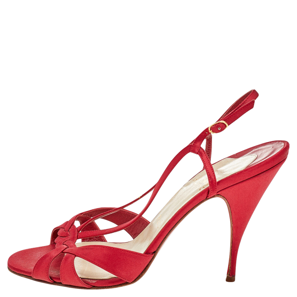 

Christian Louboutin Red Satin Slingback Sandals Size