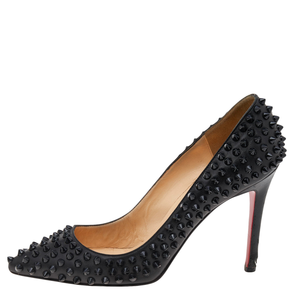 

Christian Louboutin Black Leather Pigalle Spikes Pumps