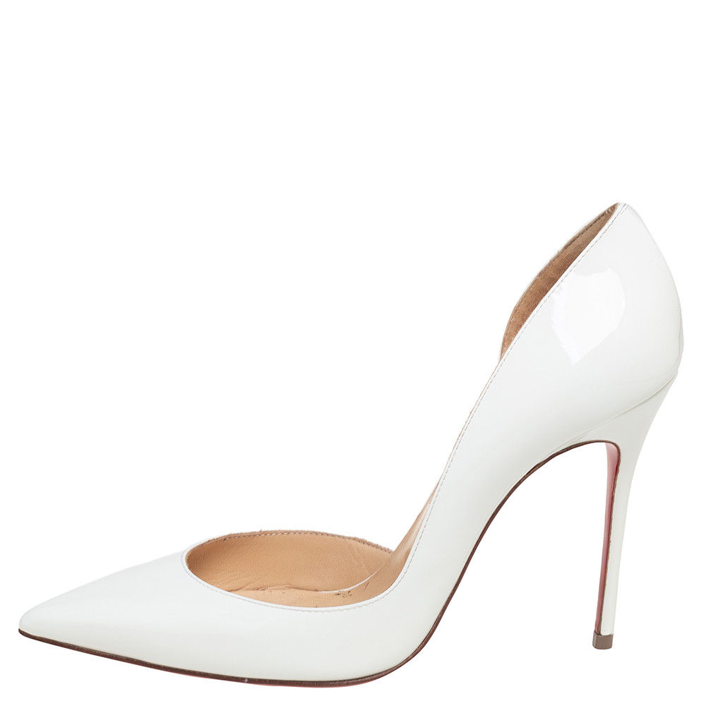 

Christian Louboutin White Patent Leather Iriza D'orsay Pumps Size