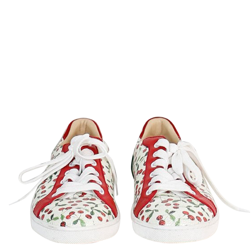 

Christian Louboutin White/Red Leather Suede Cherry Sneakers Size IT