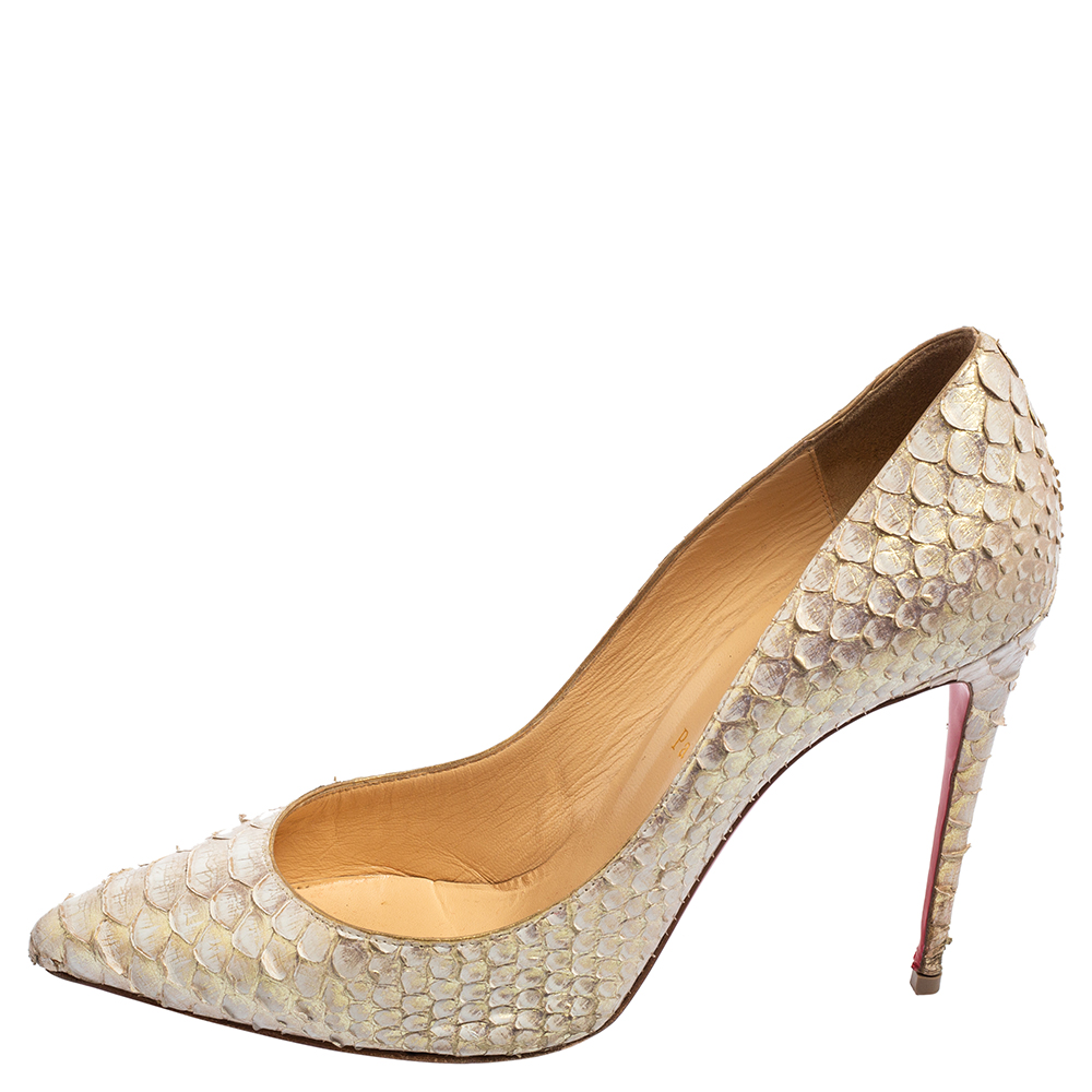 

Christian Louboutin Metallic Cream Python Leather So Kate Pumps Size