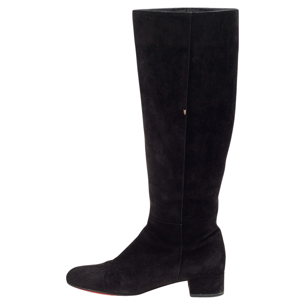 

Christian Louboutin Black Suede Liliboot 30 Zipper Knee Length Boots Size