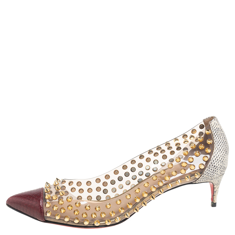 

Christian Louboutin Multicolor Python And PVC Spike Pumps Size