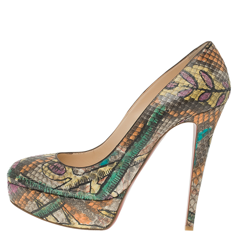 

Christian Louboutin Multicolor Python Bianca Platform Pumps Size