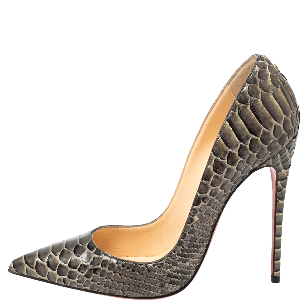 

Christian Louboutin Bronze Python Armure So Kate Pumps Size, Metallic