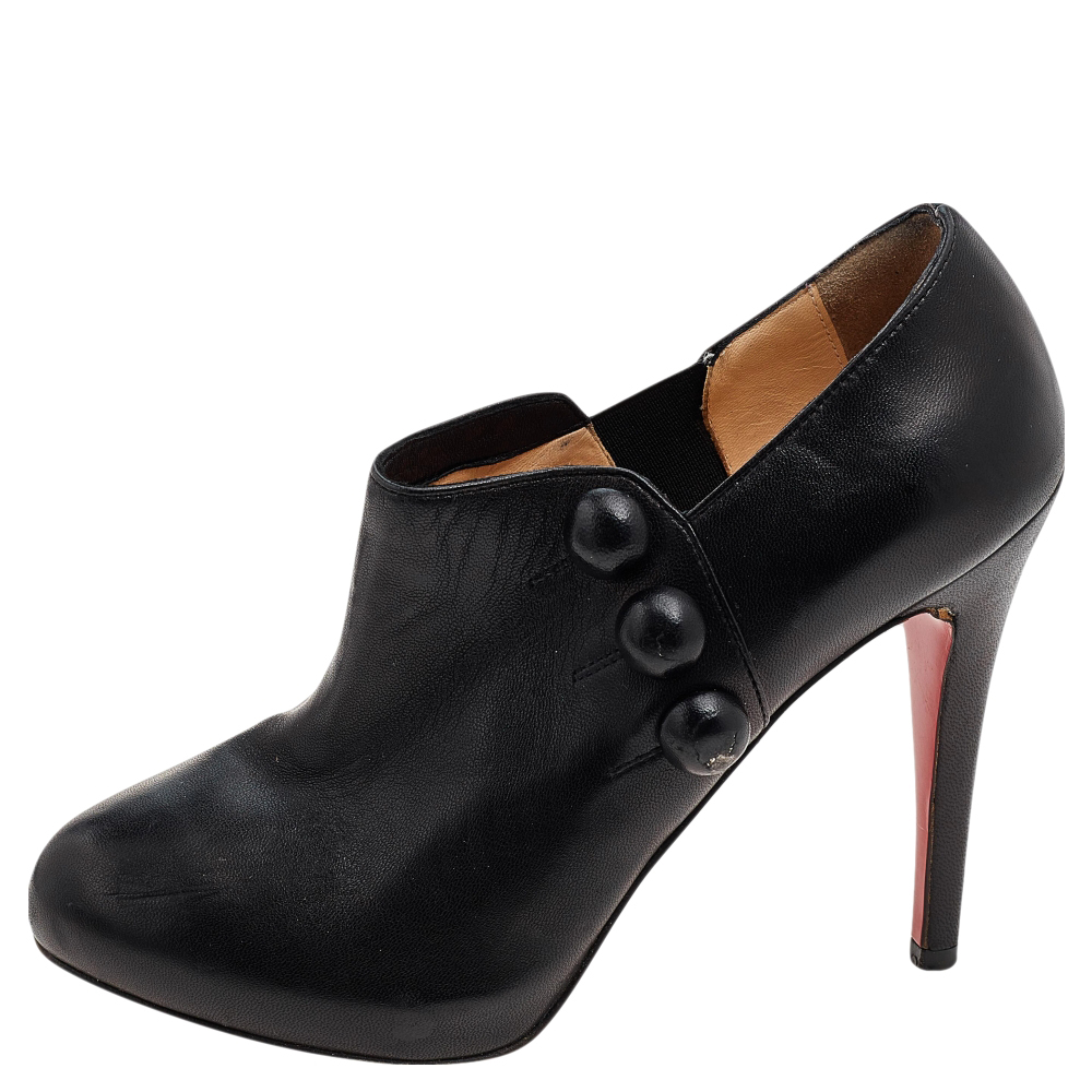 

Christian Louboutin Black Leather C'est Moi Ankle Booties Size
