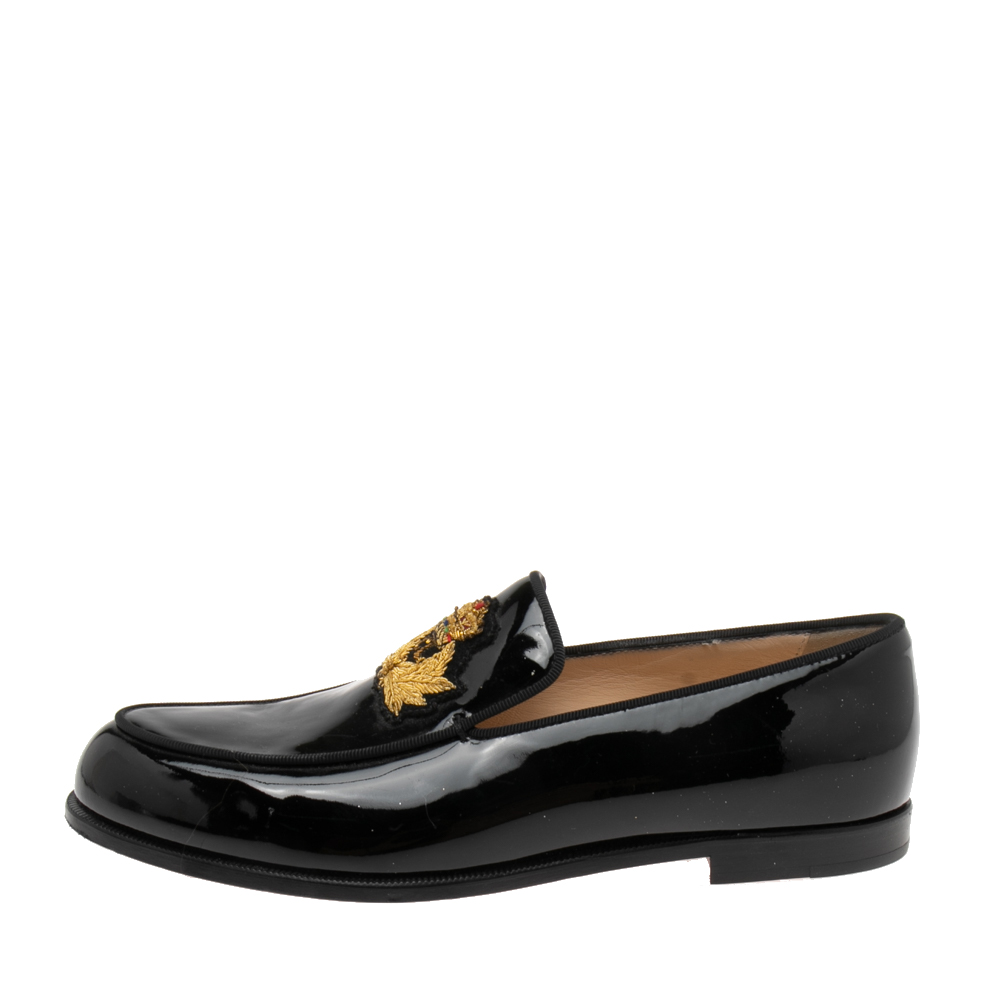 

Christian Louboutin Black Patent Leather Laperouse Smoking Slippers Size